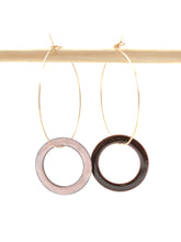 Load image into Gallery viewer, Large hoop earrings with blush brown reversible charm
