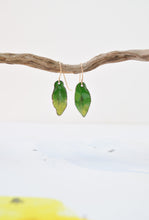 Load image into Gallery viewer, Small leaf shaped enamel earrings
