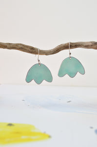 tulip shaped earrings in turquoise enamel