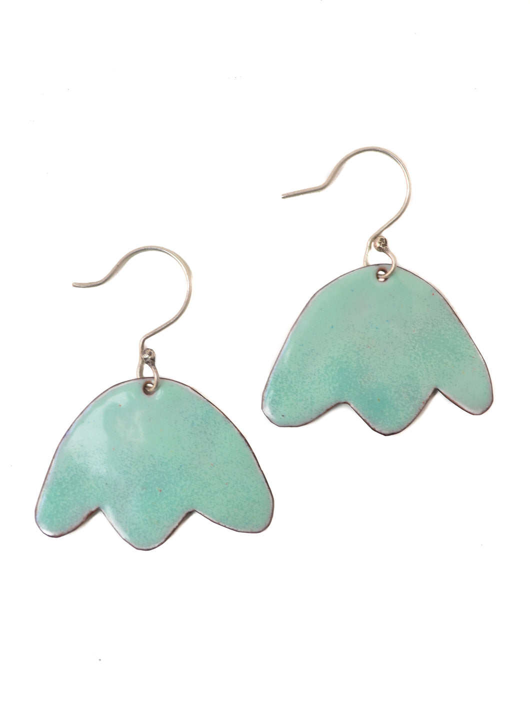 tulip shaped earrings in turquoise enamel