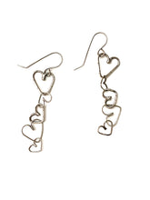 Load image into Gallery viewer, Dangle Earrings made of interlocking hearts  in silver
