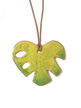 Load image into Gallery viewer, Monstera leaf necklace on an adjustable cord
