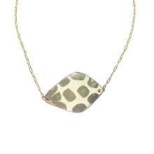 Load image into Gallery viewer, Gray and Ivory Enamel necklace with stepping stone design
