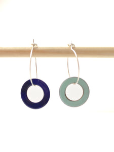 Small  Hoop earrings with large reversible charm