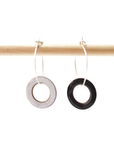 Load image into Gallery viewer, Small  Hoop earrings with large reversible charm
