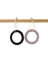 Load image into Gallery viewer, Small  Hoop earrings with large reversible charm
