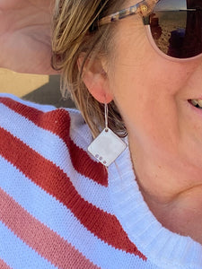 Bold White Square Earrings